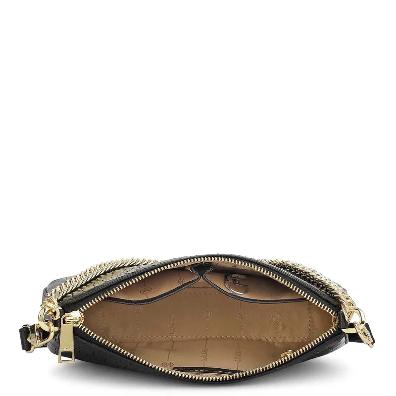 Da Milano Black Small Croco Leather Baguette - Black for Women | Best Price UAE